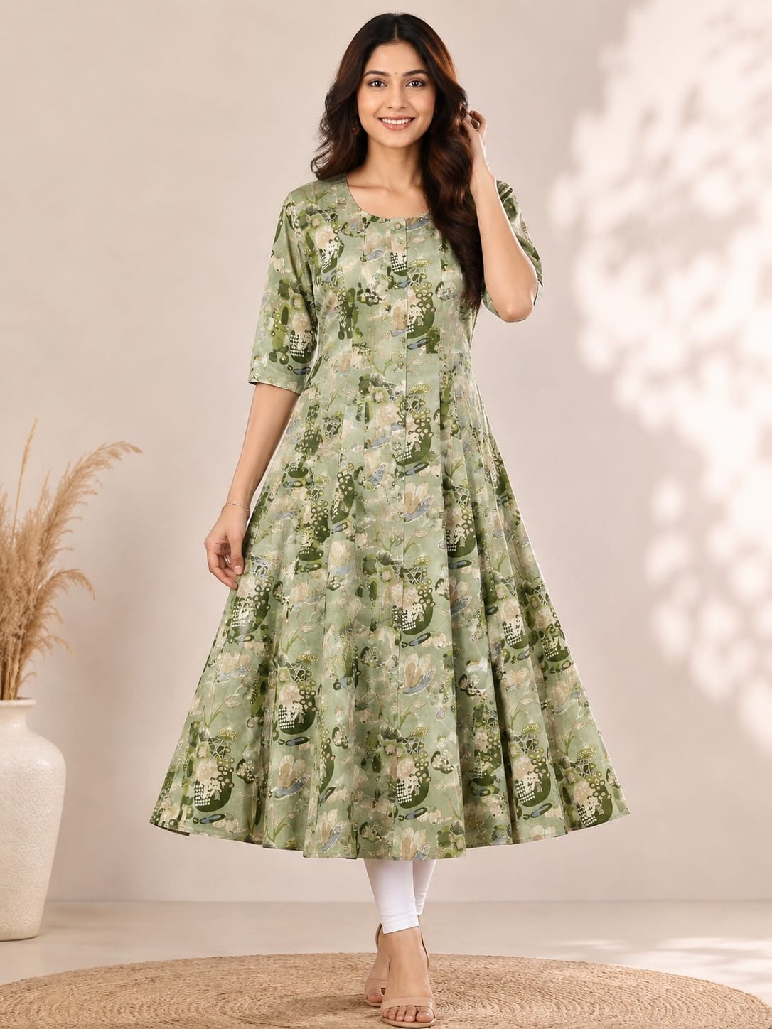 PONNIS Premium Anarkali Rayon Kurta for Women with 3/4 Sleeves | ANAR RP TOPS/626
