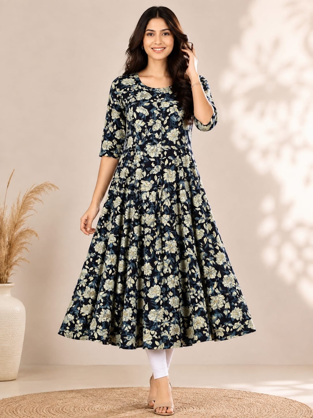 PONNIS Premium Anarkali Rayon Kurta for Women with 3/4 Sleeves | ANAR RP TOPS/631