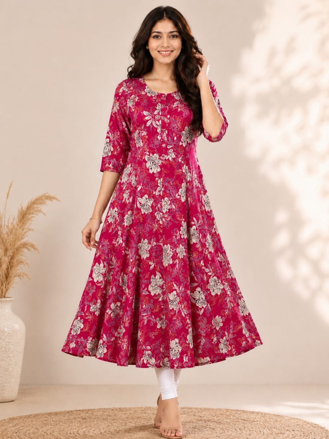 PONNIS Premium Anarkali Rayon Kurta for Women with 3/4 Sleeves | ANAR RP TOPS/625