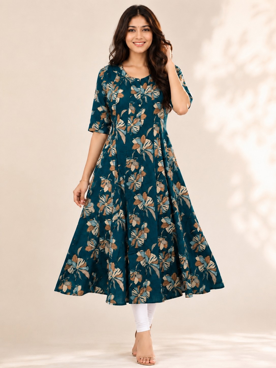 PONNIS Premium Anarkali Rayon Kurta for Women with 3/4 Sleeves | ANAR RP TOPS/629