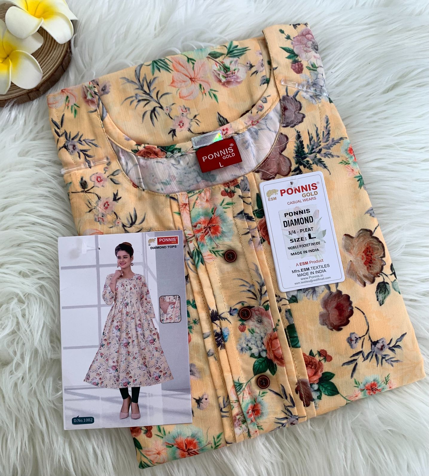 PONNIS Rayon Anarkali Front Pleated Top with Mobile Pocket and Show Button