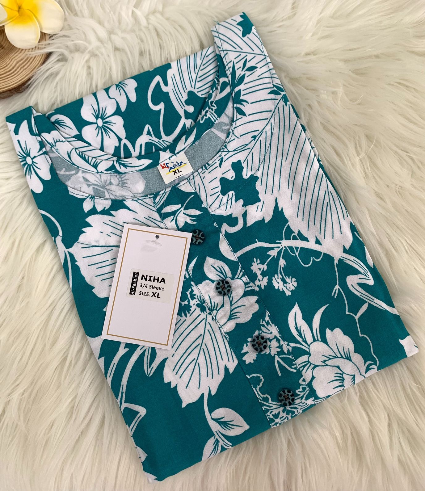 Rayon Side - Open Top with 3/4th Sleeve and Front Show Button