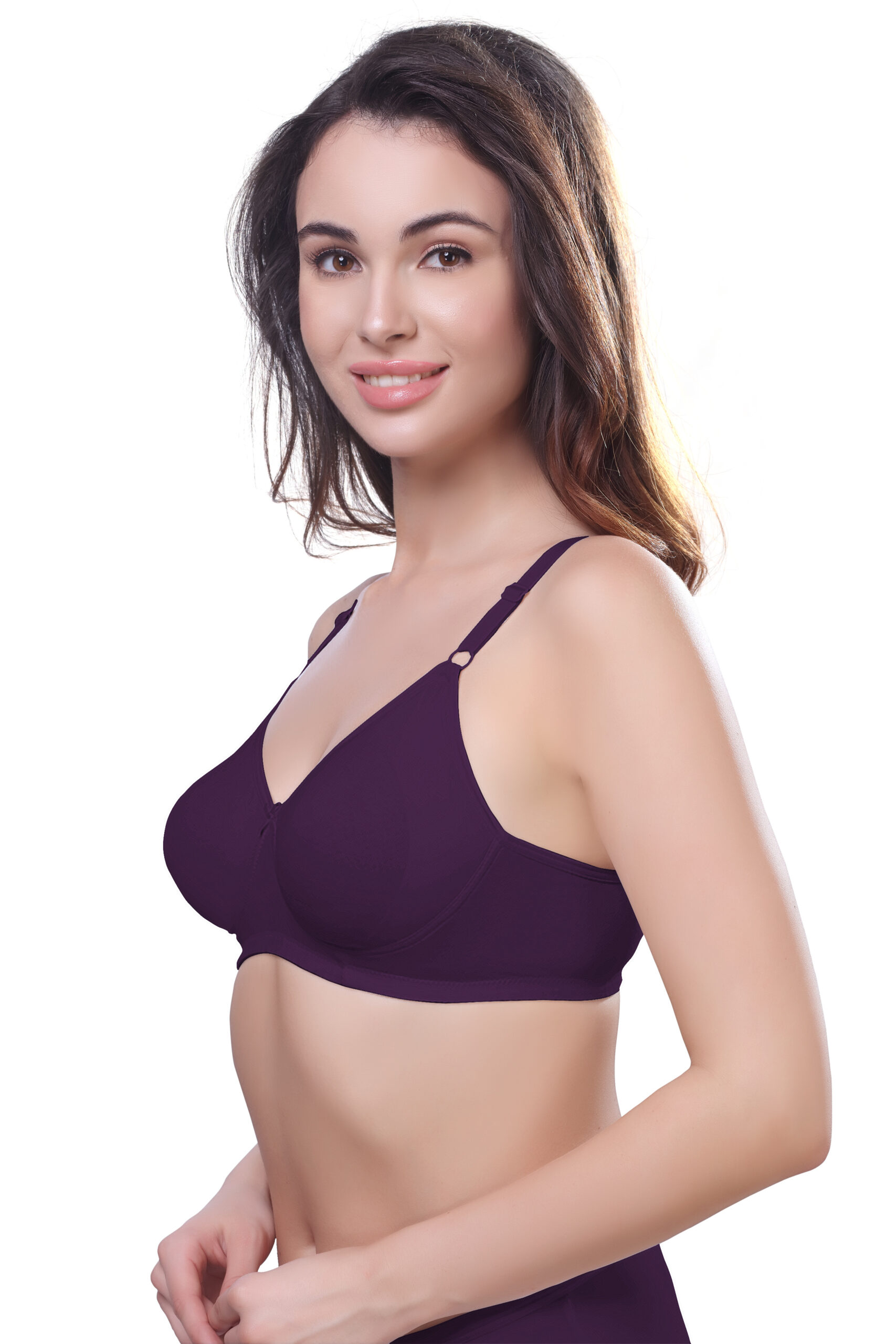 T-SHIRT BRA Cotton - Stretch Fabric Side Panel On Cups for Extra Support (PONNIS - T-SHIRT BRA - NM09) - Image 2