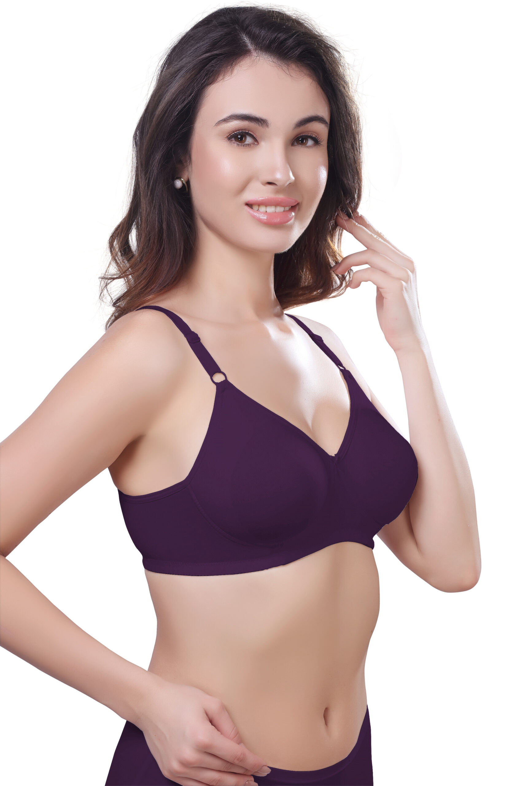 T-SHIRT BRA Cotton - Stretch Fabric Side Panel On Cups for Extra Support (PONNIS - T-SHIRT BRA - NM09) - Image 3
