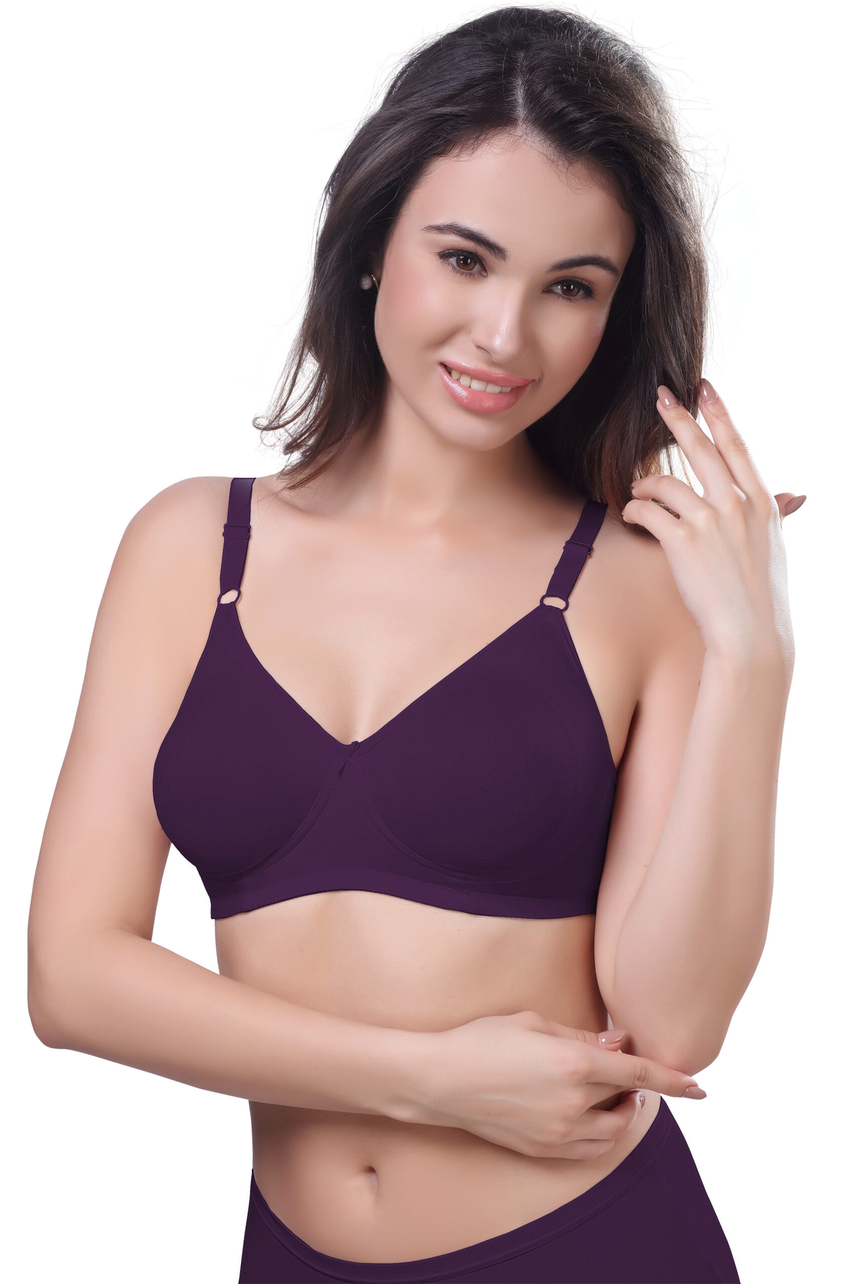 T-SHIRT BRA Cotton - Stretch Fabric Side Panel On Cups for Extra Support (PONNIS - T-SHIRT BRA - NM09)