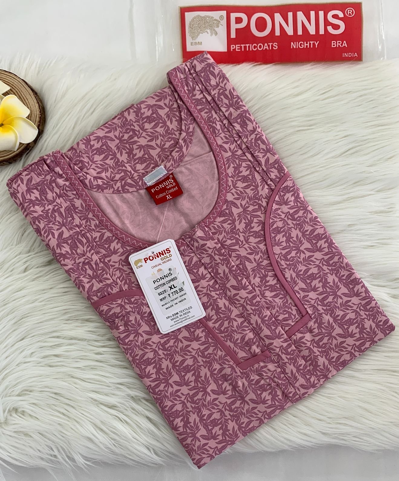 PONNIS Premium Women's A-line Cotton Nightwear with Front Laze and Zip Detailing Nighty (Cotton Combed)/6 - Image 2