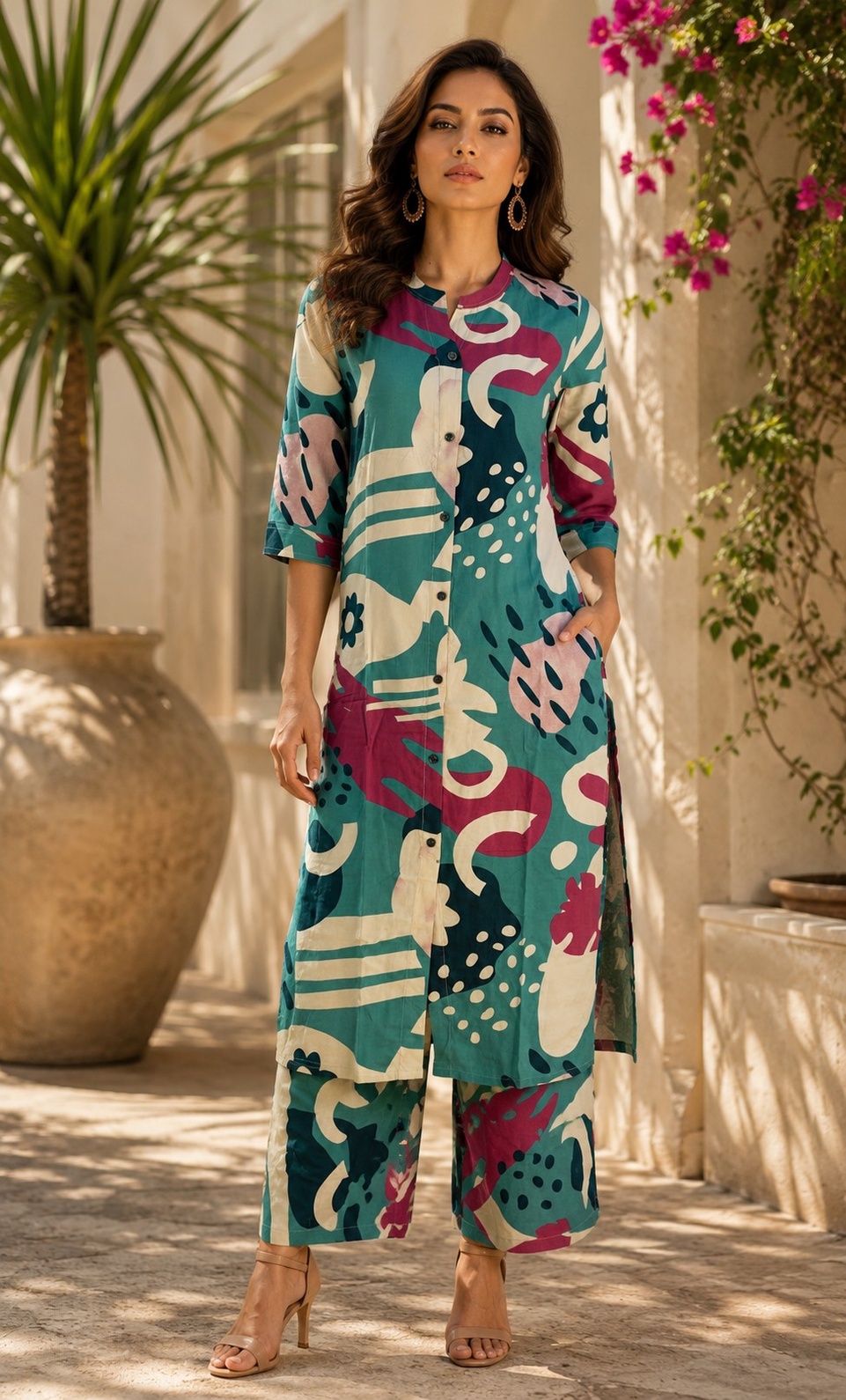 PONNIS Premium Rayon 2Pcs Co-Ord set detailing printed design/231