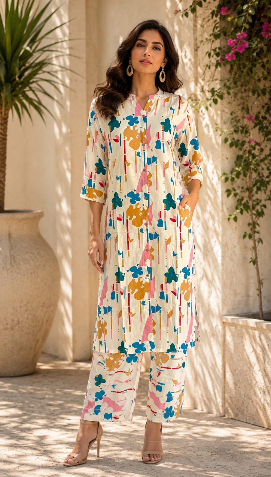 PONNIS Premium Rayon 2Pcs Co-Ord Set Detailing Printed Design/232