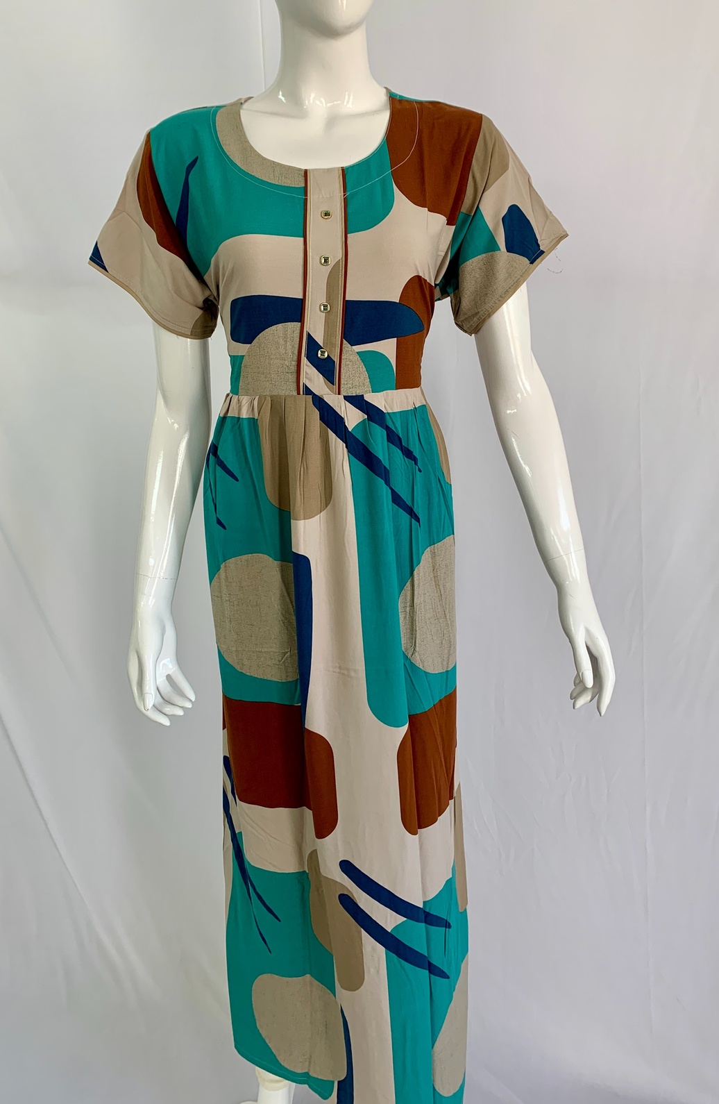 PONNIS Rayon Long Maxi Nighty with floral print and sidepocket for all-day comfort/329 - Image 2