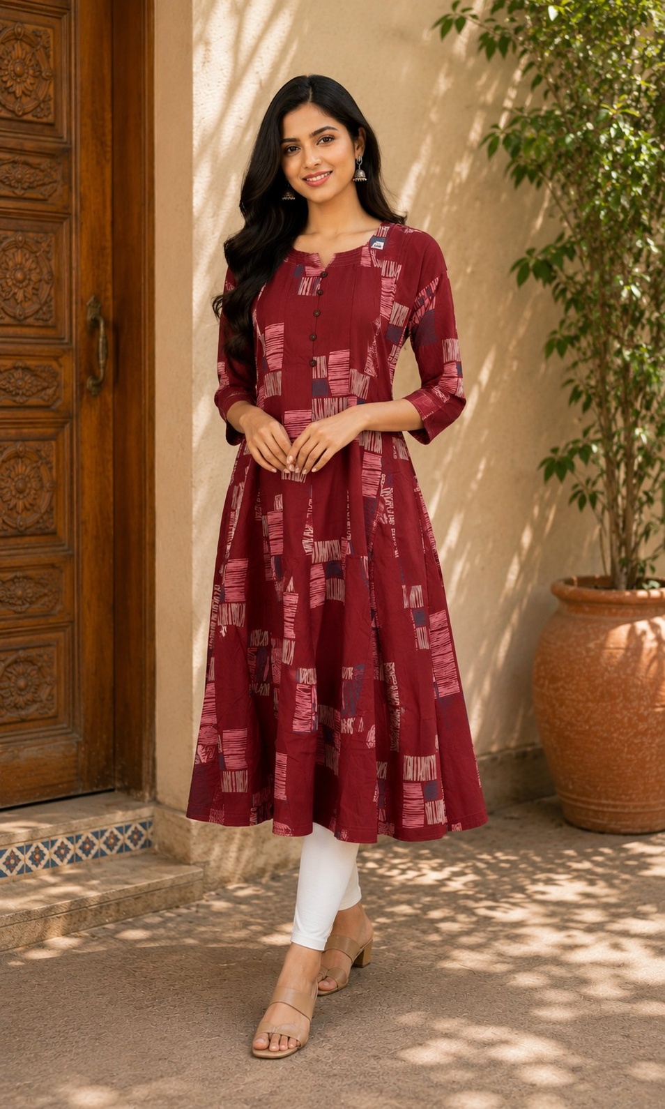 PONNIS Premium Anarkali Rayon Kurta for Women with 3/4 Sleeves | ANAR RP TOPS/636