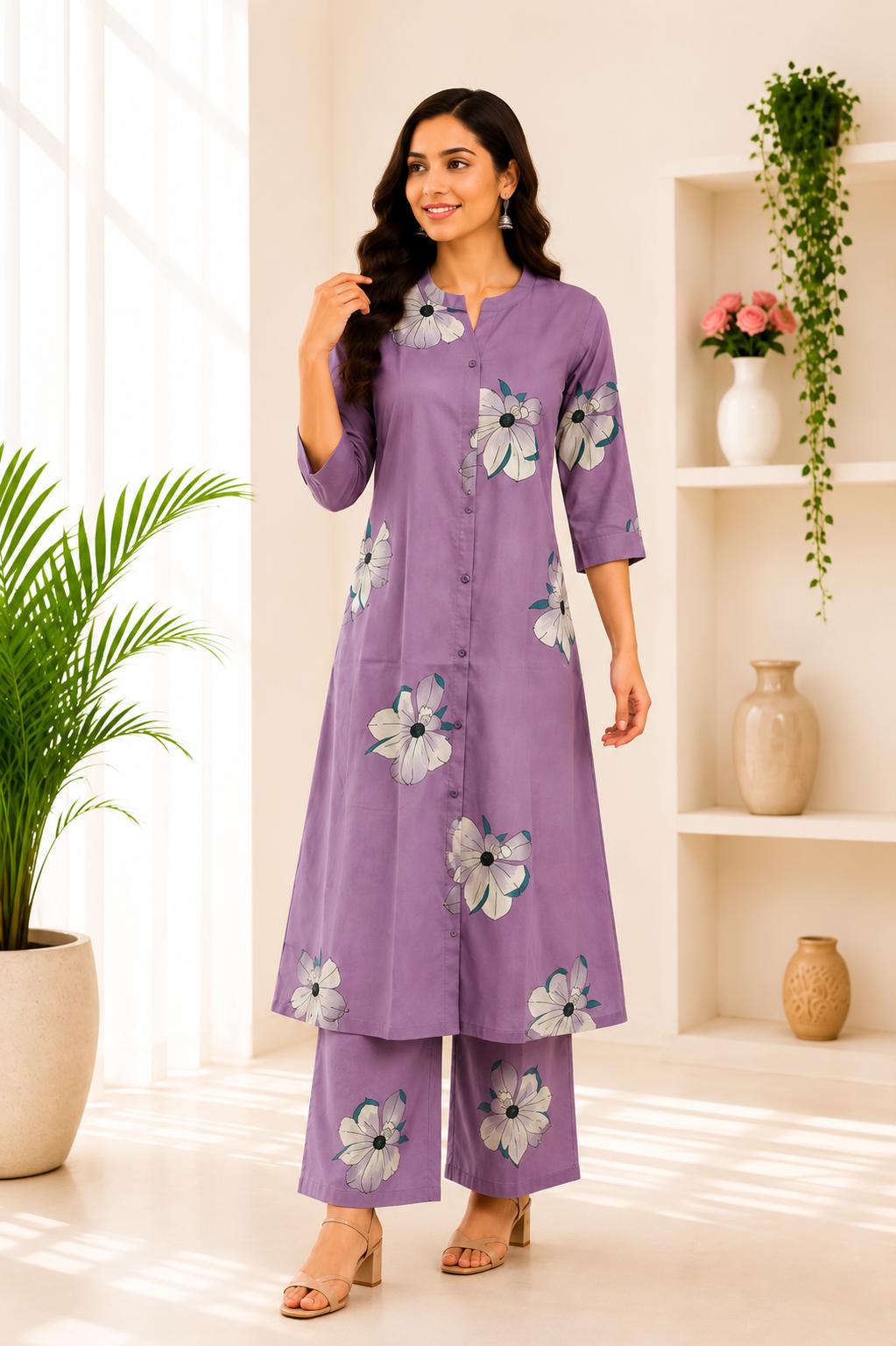 PONNIS Premium Rayon 2Pcs Co-Ord Set Detailing Printed Design/823