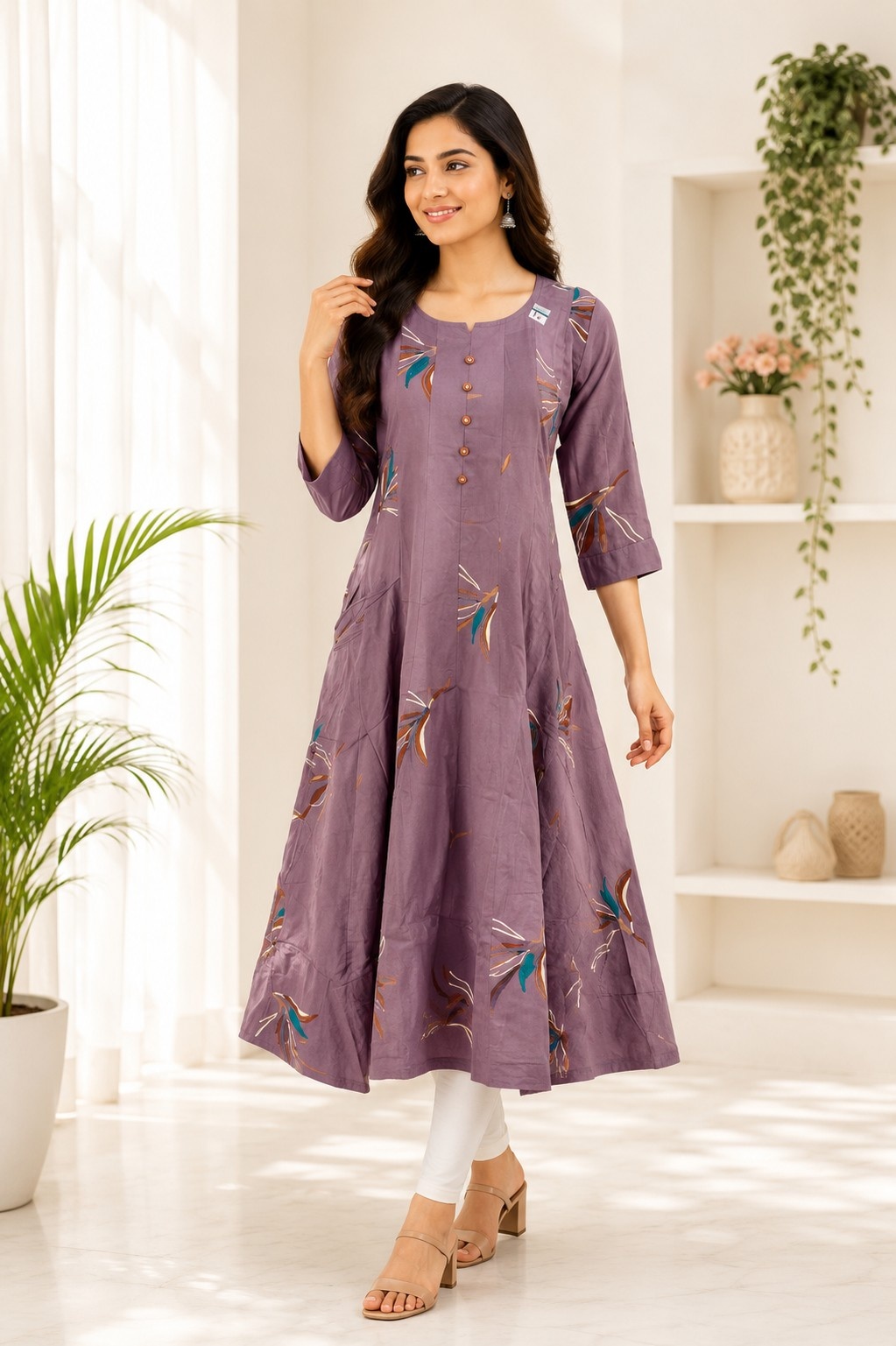 PONNIS Premium Anarkali Rayon Kurta for Women with 3/4 Sleeves | ANAR RP TOPS/634