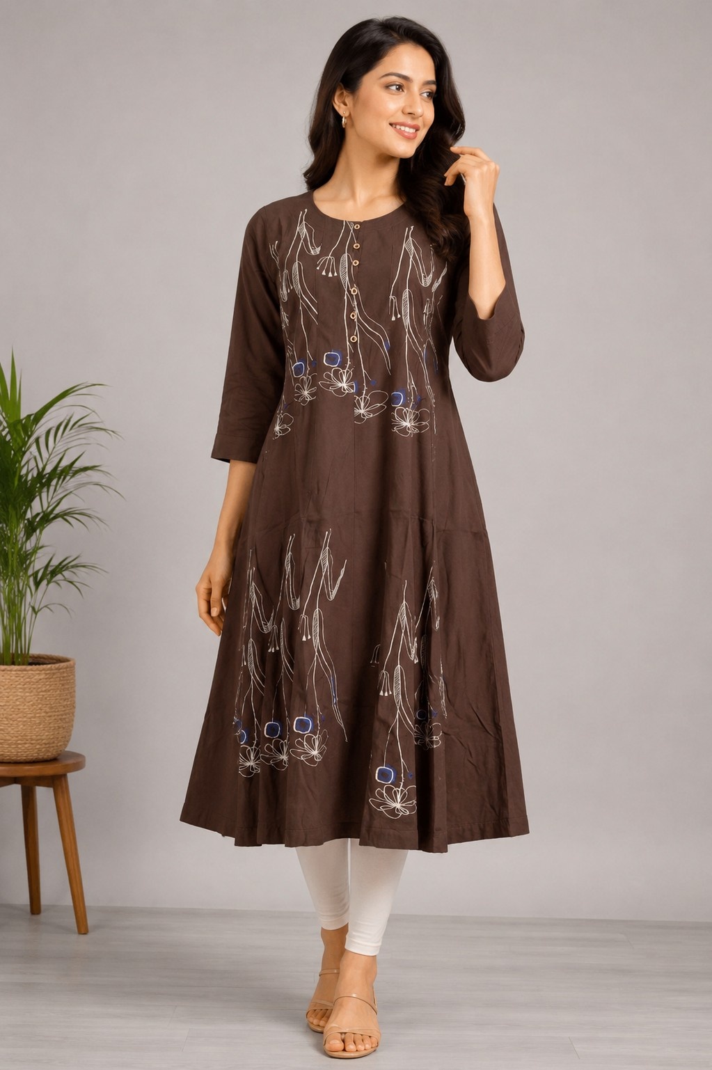 PONNIS Premium Anarkali Rayon Kurta for Women with 3/4 Sleeves | ANAR RP TOPS/661
