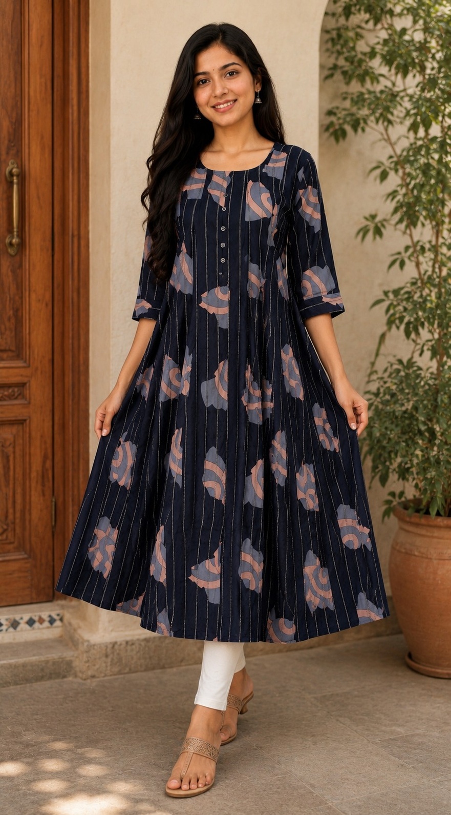 PONNIS Premium Anarkali Rayon Kurta for Women with 3/4 Sleeves | ANAR RP TOPS/660