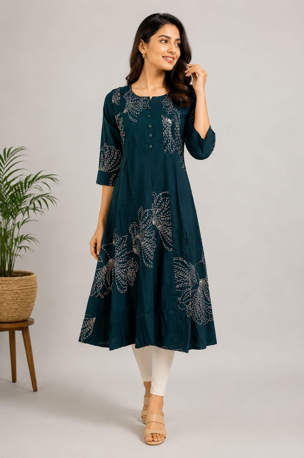 PONNIS Premium Anarkali Rayon Kurta for Women with 3/4 Sleeves | ANAR RP TOPS/652
