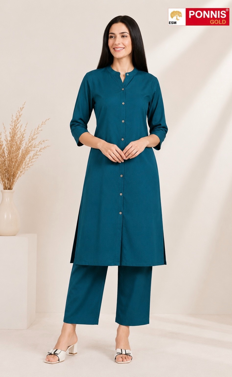PONNIS Premium 2Pcs Co-Ord Set Cotton Kurtis with Bottom/814