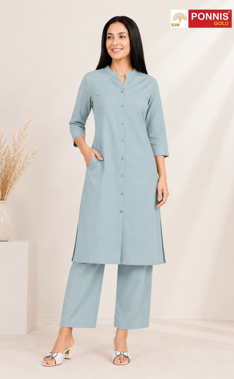 PONNIS Premium 2Pcs Co-Ord Set Cotton Kurtis with Bottom/810