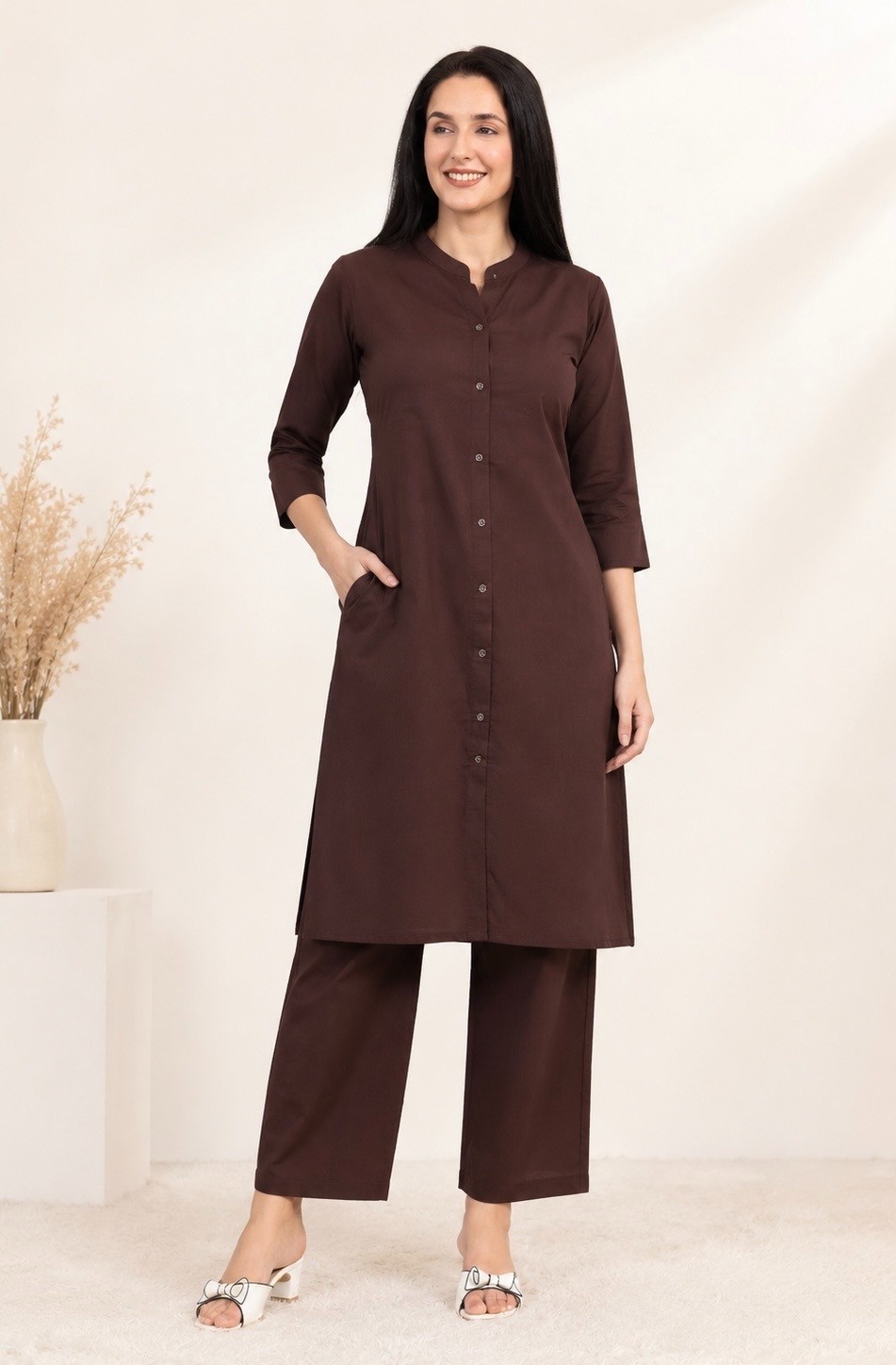 PONNIS Premium 2Pcs Co-Ord Set Cotton Kurtis with Bottom/811