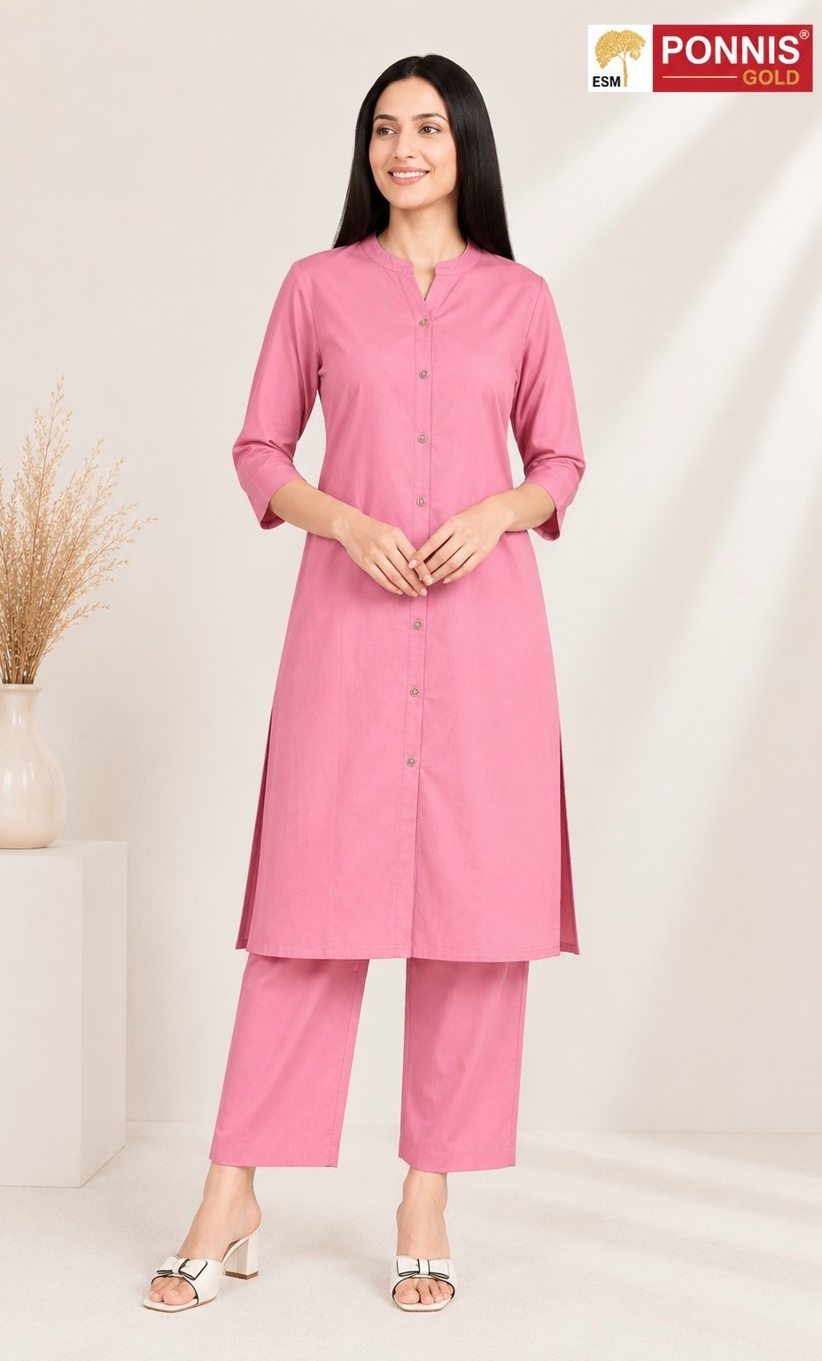 PONNIS Premium 2Pcs Co-Ord Set Cotton Kurtis with Bottom/812