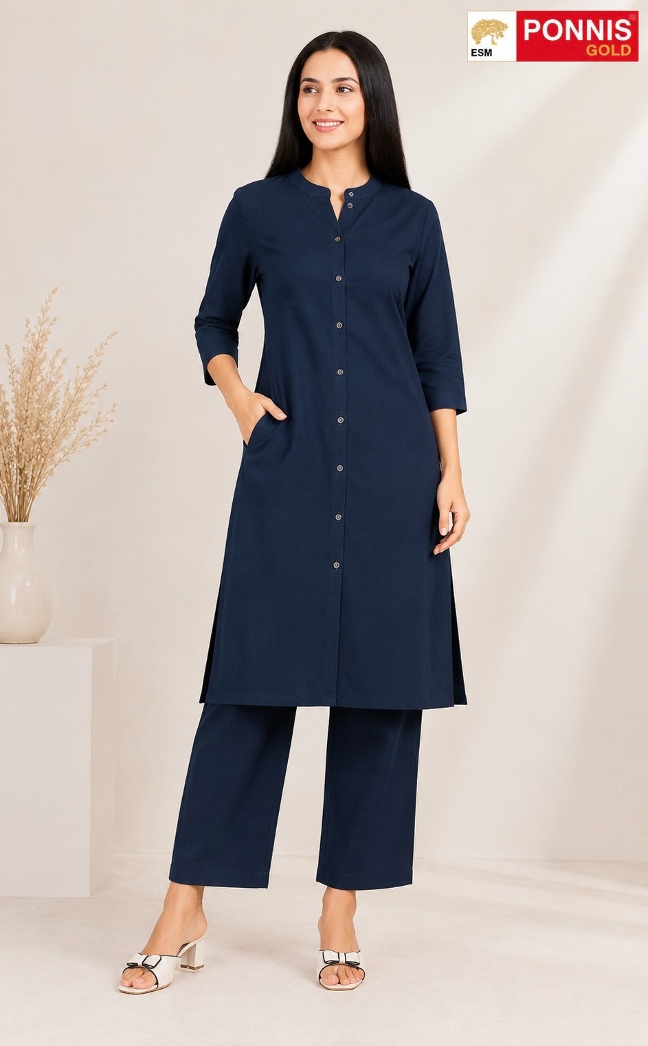 PONNIS Premium 2Pcs Co-Ord Set Cotton Kurtis with Bottom/816