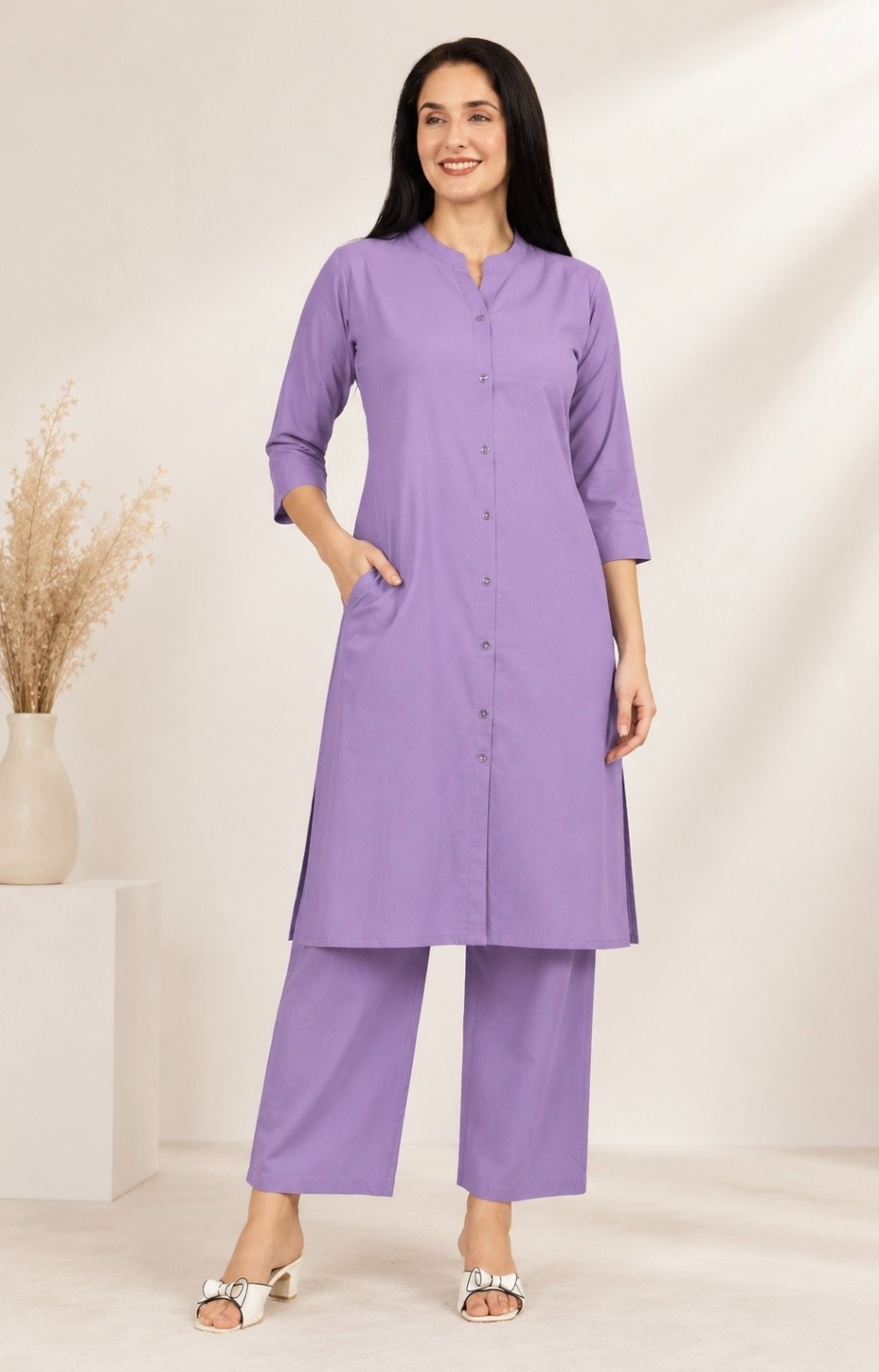 PONNIS Premium 2Pcs Co-Ord Set Cotton Kurtis with Bottom/817
