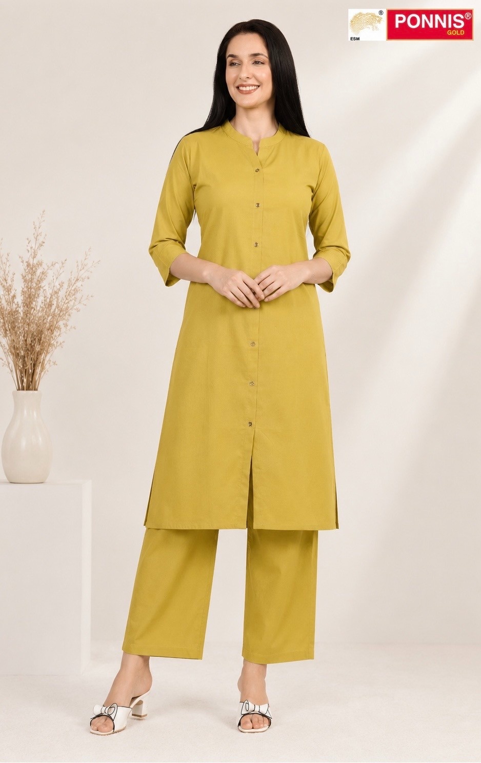 PONNIS Premium 2Pcs Co-Ord Set Cotton Kurtis with Bottom/813