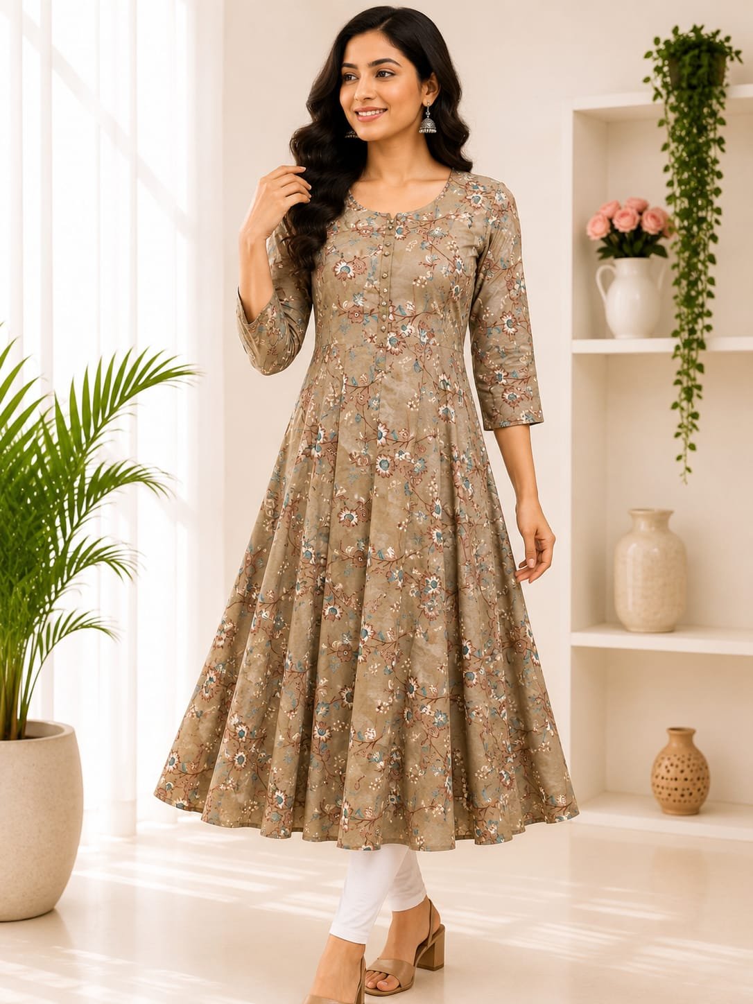 PONNIS Premium Anarkali Rayon Kurta for Women with 3/4 Sleeves | ANAR RP TOPS/669