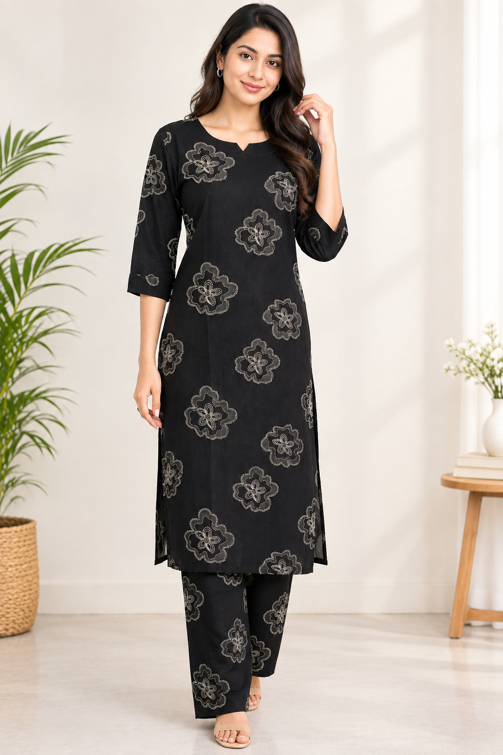 PONNIS Premium 2Pcs Co-Ord Set Rayon Kurtis with Bottom/831