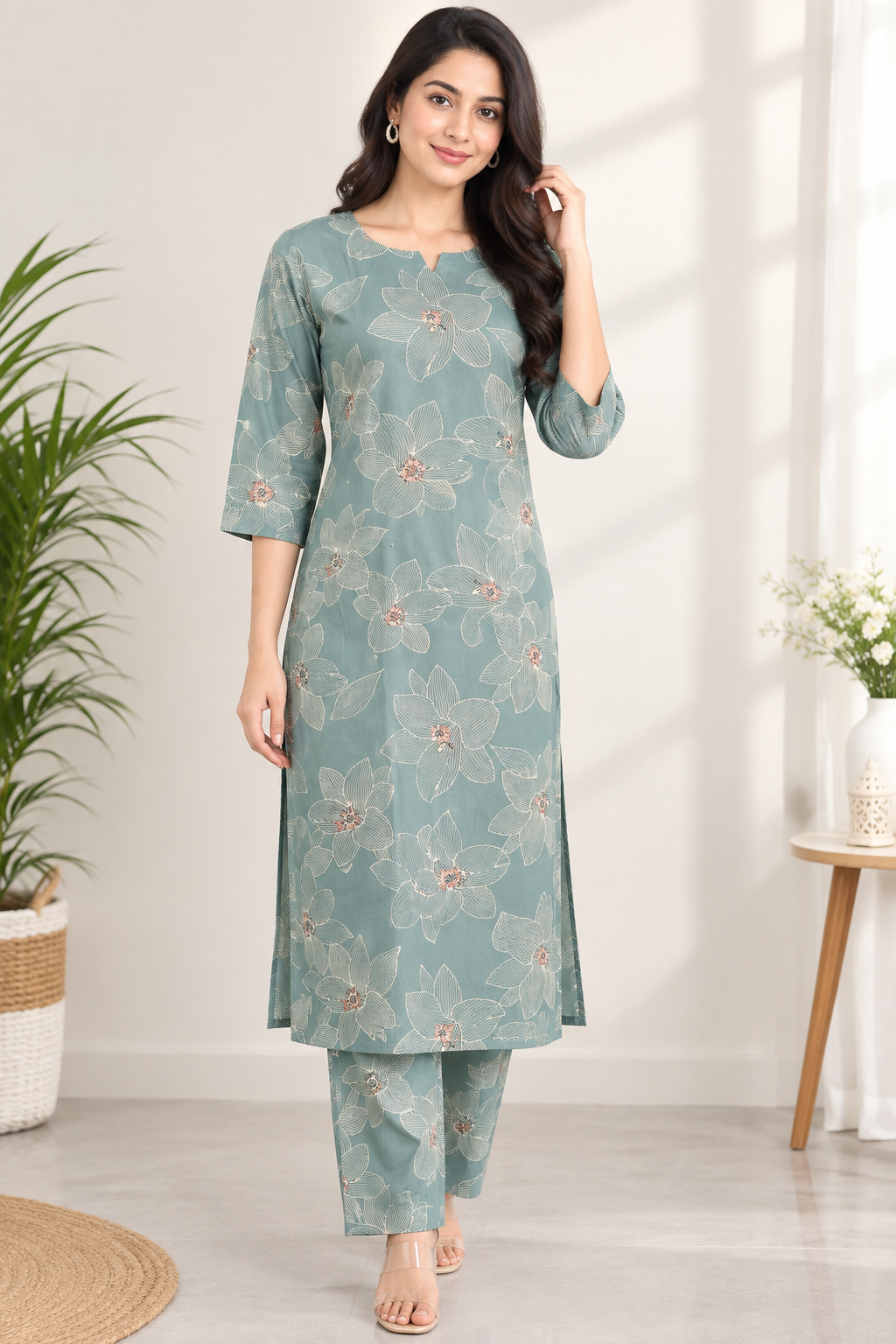 PONNIS Premium 2Pcs Co-Ord Set Rayon Kurtis with Bottom/832
