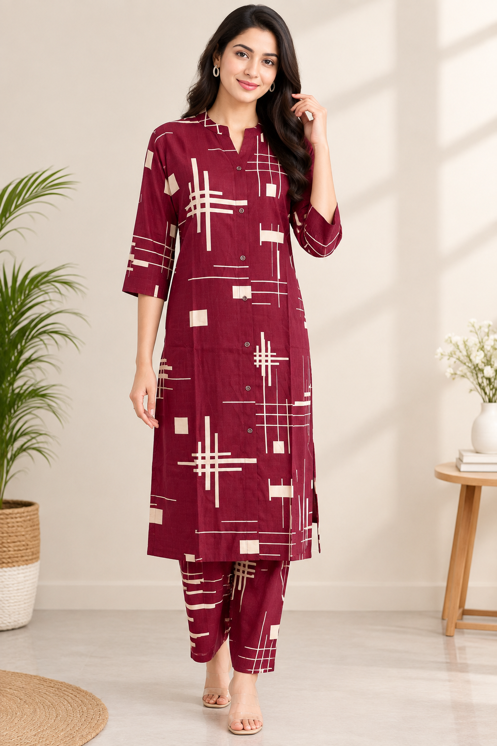 PONNIS Premium 2Pcs Co-Ord Set Rayon Kurtis with Bottom/833