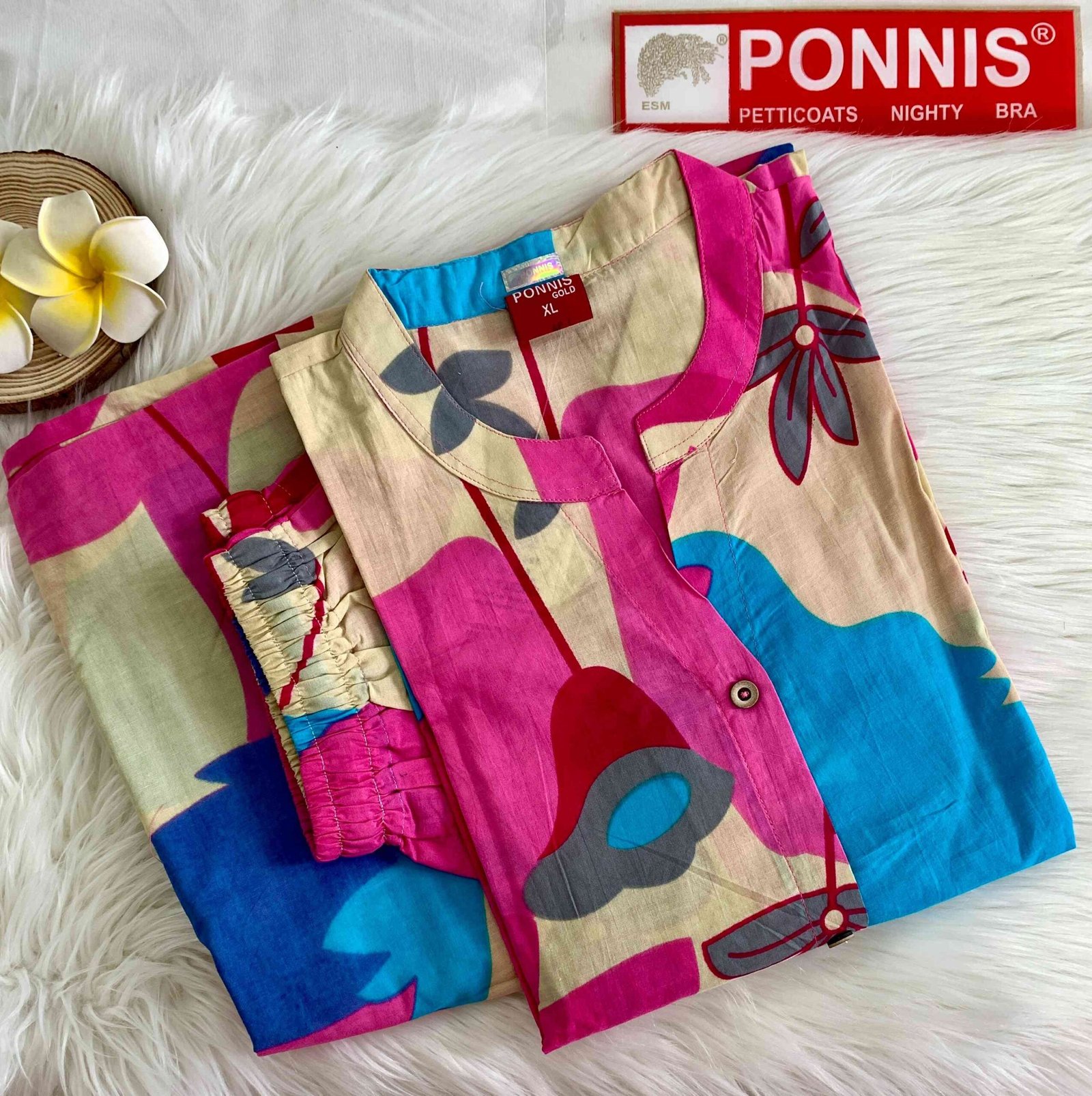 PONNIS Premium 2Pcs Co-Ord Set Cotton Kurtis with Bottom/842