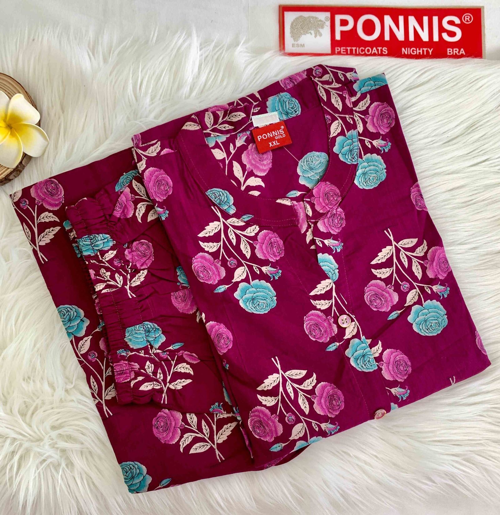 PONNIS Premium 2Pcs Co-Ord Set Cotton Kurtis with Bottom/854