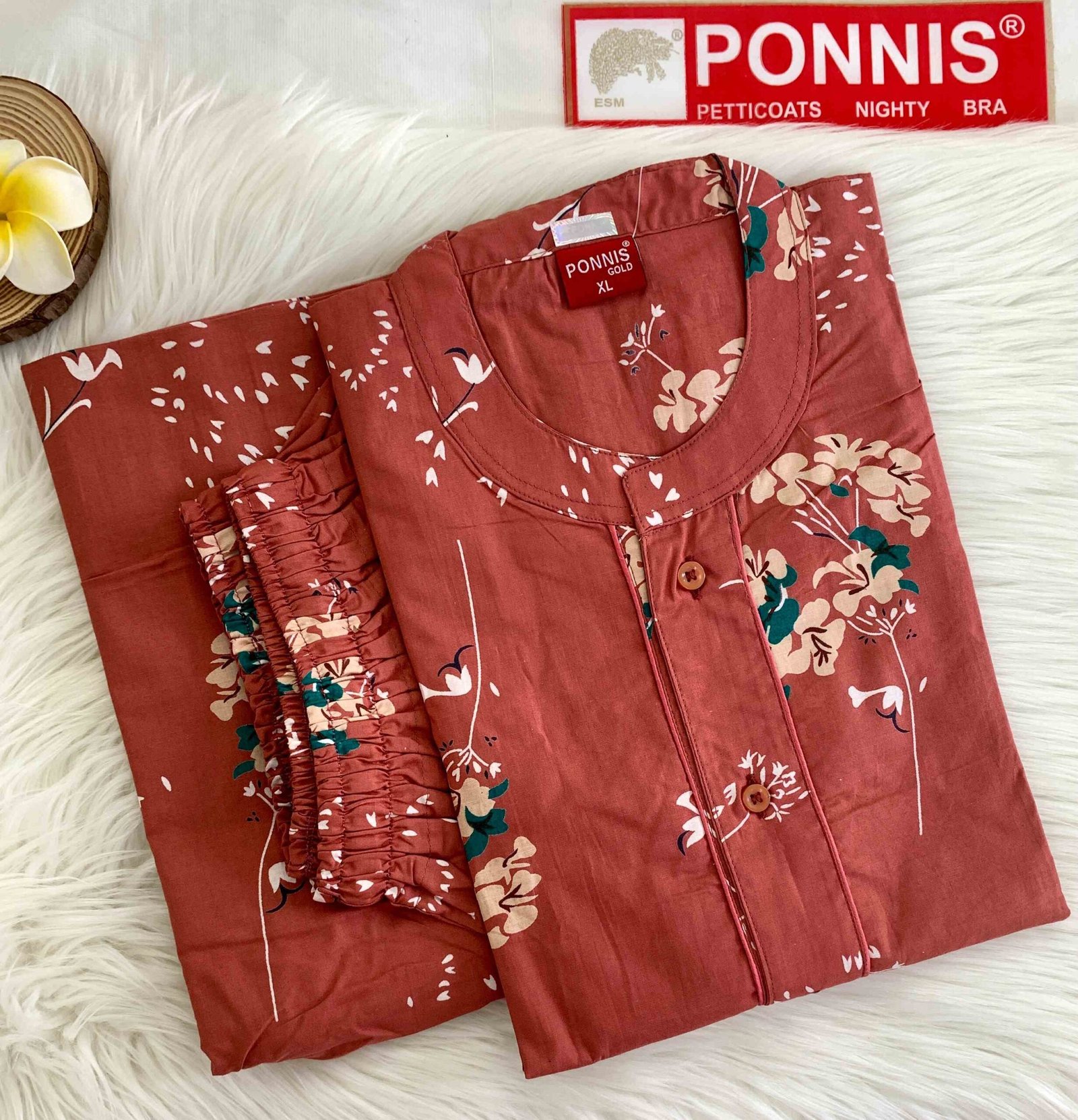 PONNIS Premium 2Pcs Cotton Night Suit with Bottom/425