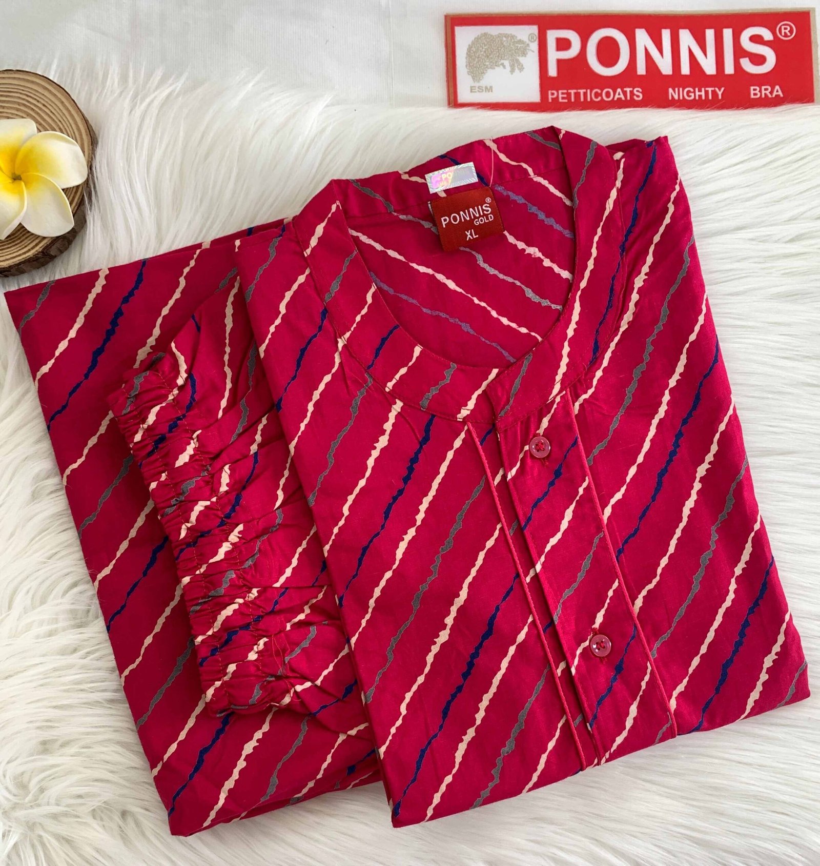 PONNIS Premium 2Pcs Cotton Night Suit with Bottom/426