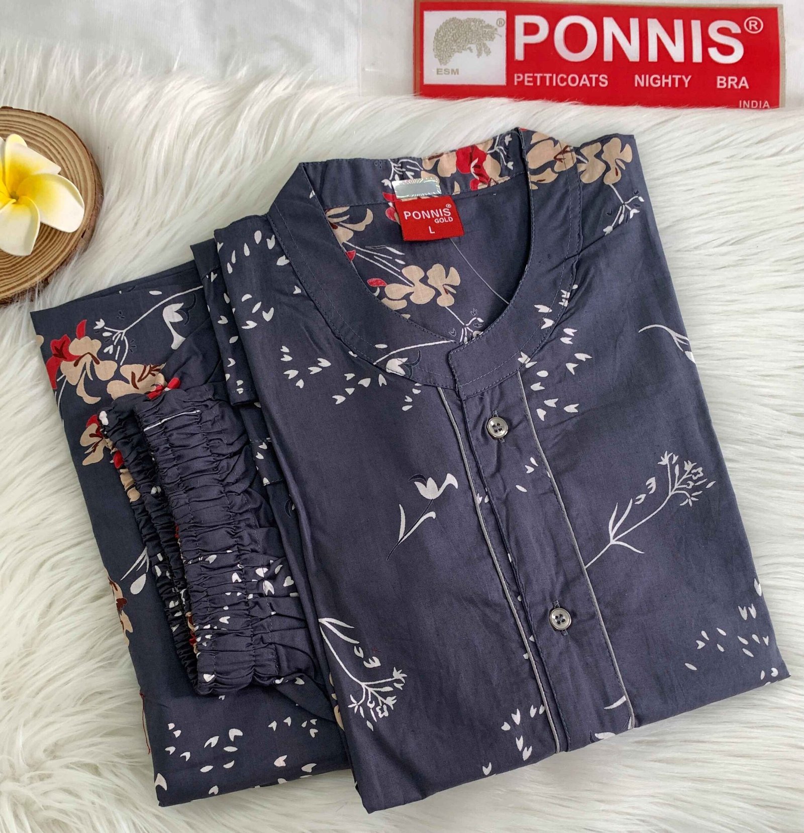 PONNIS Premium 2Pcs Cotton Night Suit with Bottom/440 - Image 2