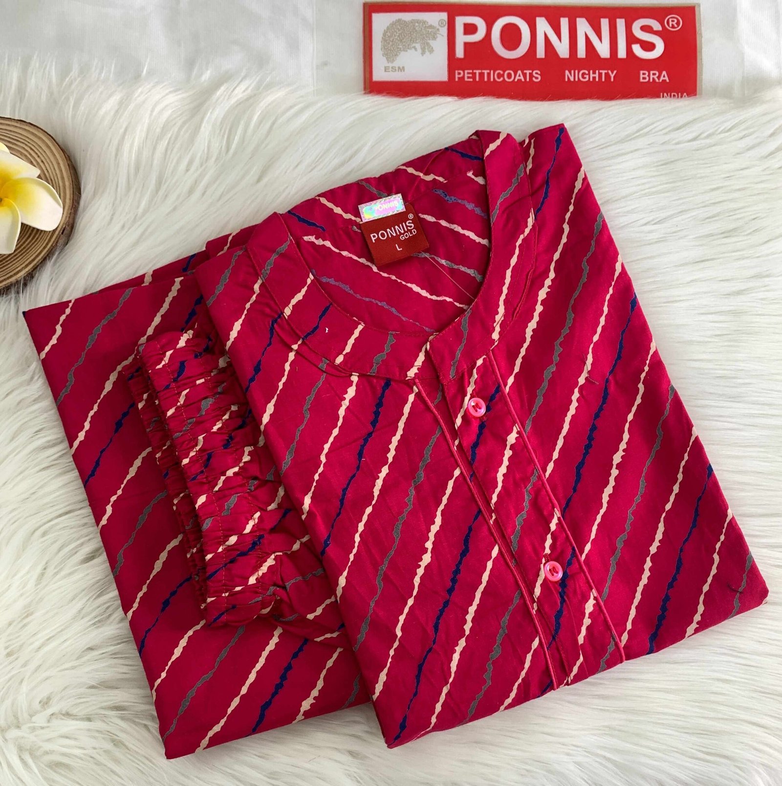 PONNIS Premium 2Pcs Cotton Night Suit with Bottom/441